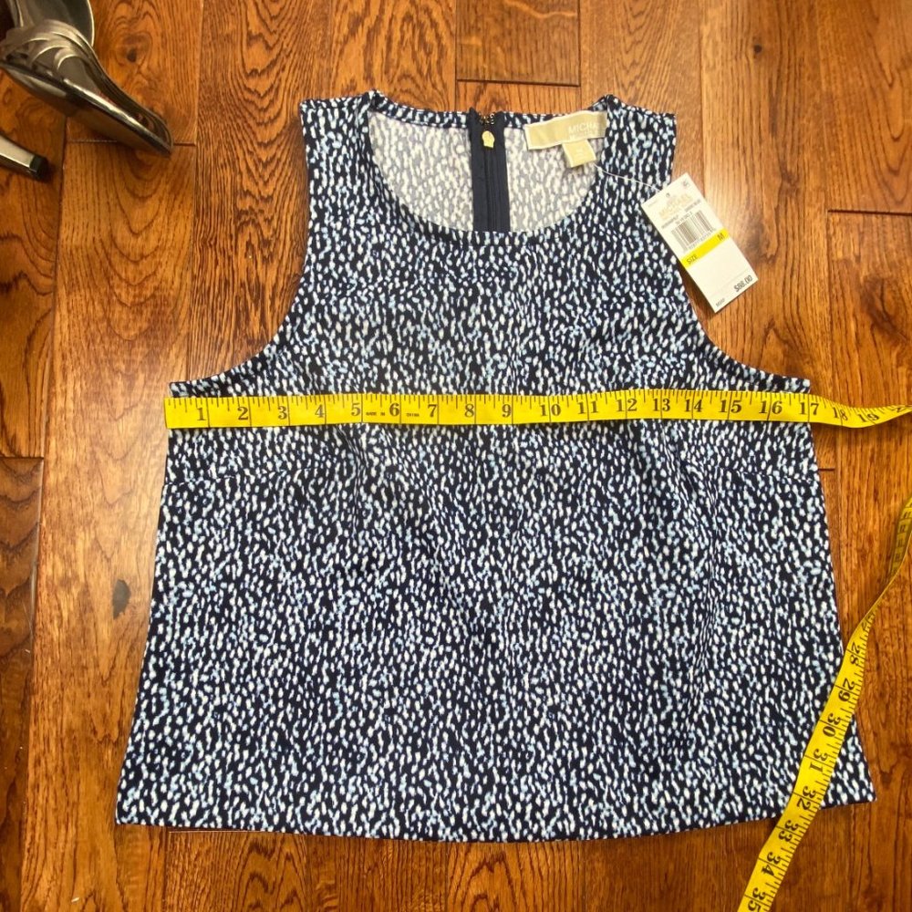 NWT Michael Kors Printed Zipper Back Top Blue - Picture 11 of 11